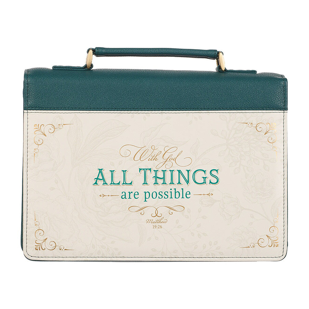 All Things are Possible Teal Tourmaline Faux Leather Fashion Bible Cover