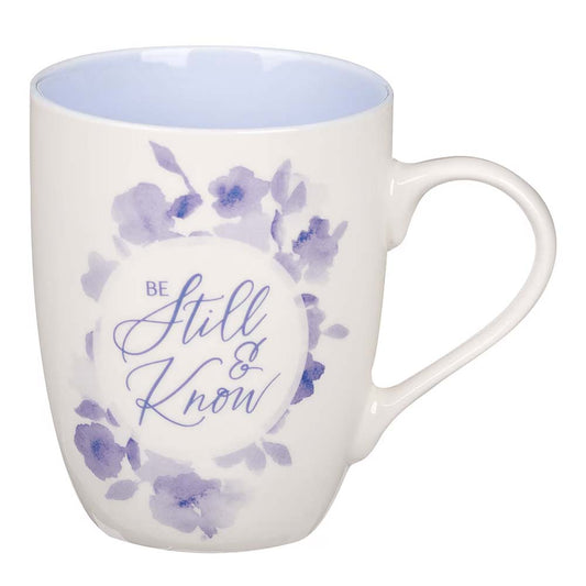 Be Still and Know Blue Blooms Ceramic Coffee Mug