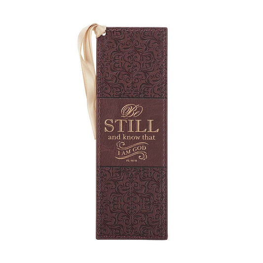 Be Still and Know Brown Faux Leather Bookmark