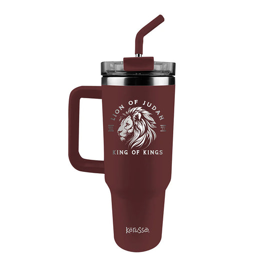 Lion of Judah Stainless Steel Mug With Straw