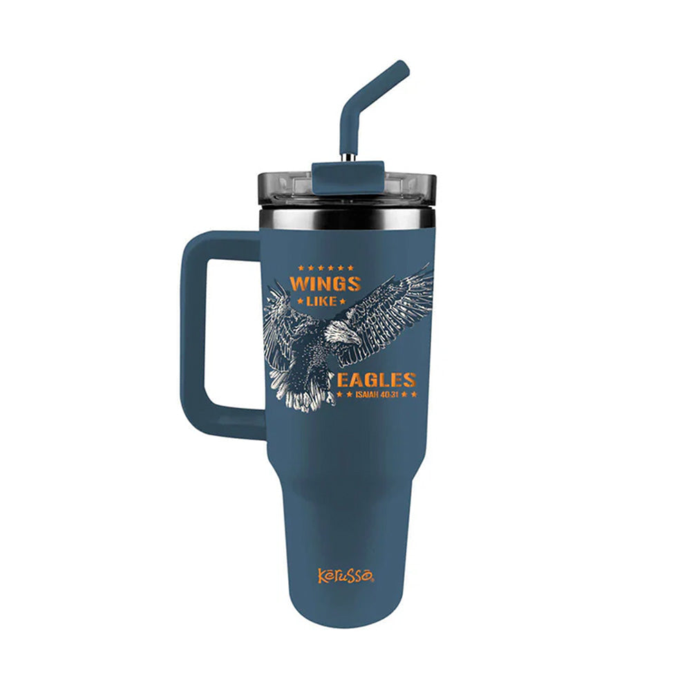 Wings Like Eagles Stainless Steel Mug With Straw