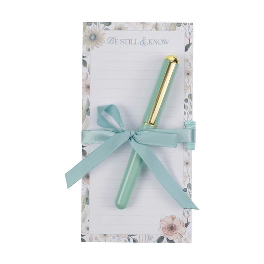 Teal Meadow Magnetic Notepad and Pen Gift Set