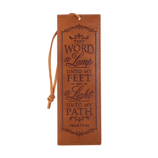 Thy Word is A Lamp Toffee Brown Faux Leather Bookmark