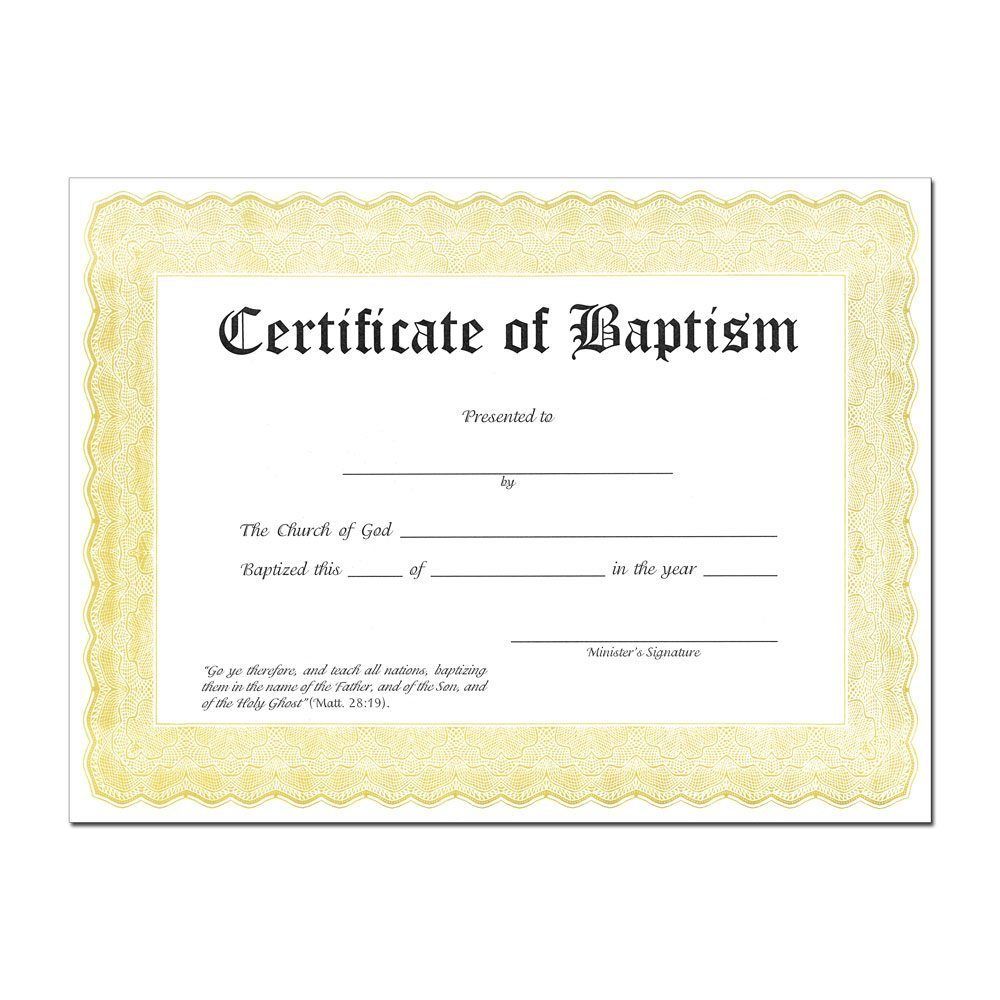 Baptism Certificate – One Fold Bookstore